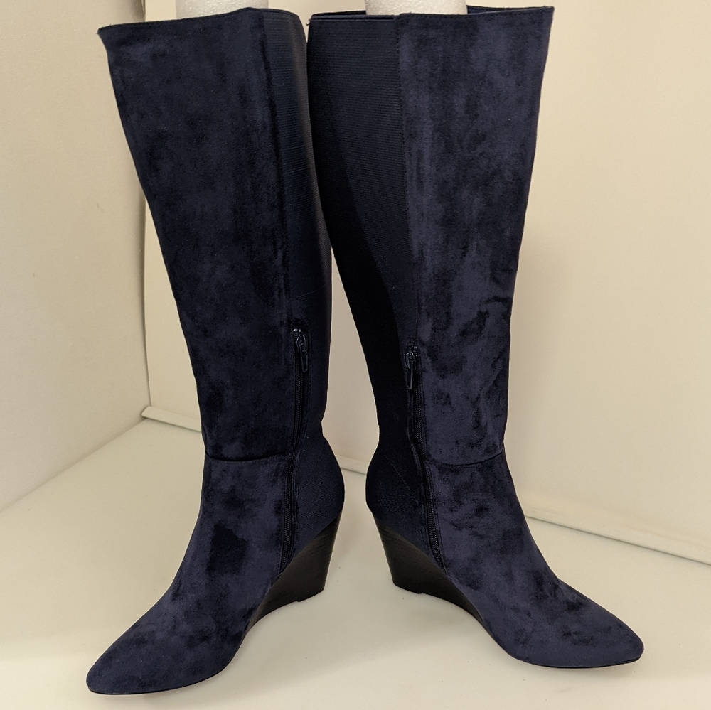 Charles by Charles David, Navy Blue Suede, Knee High Boots